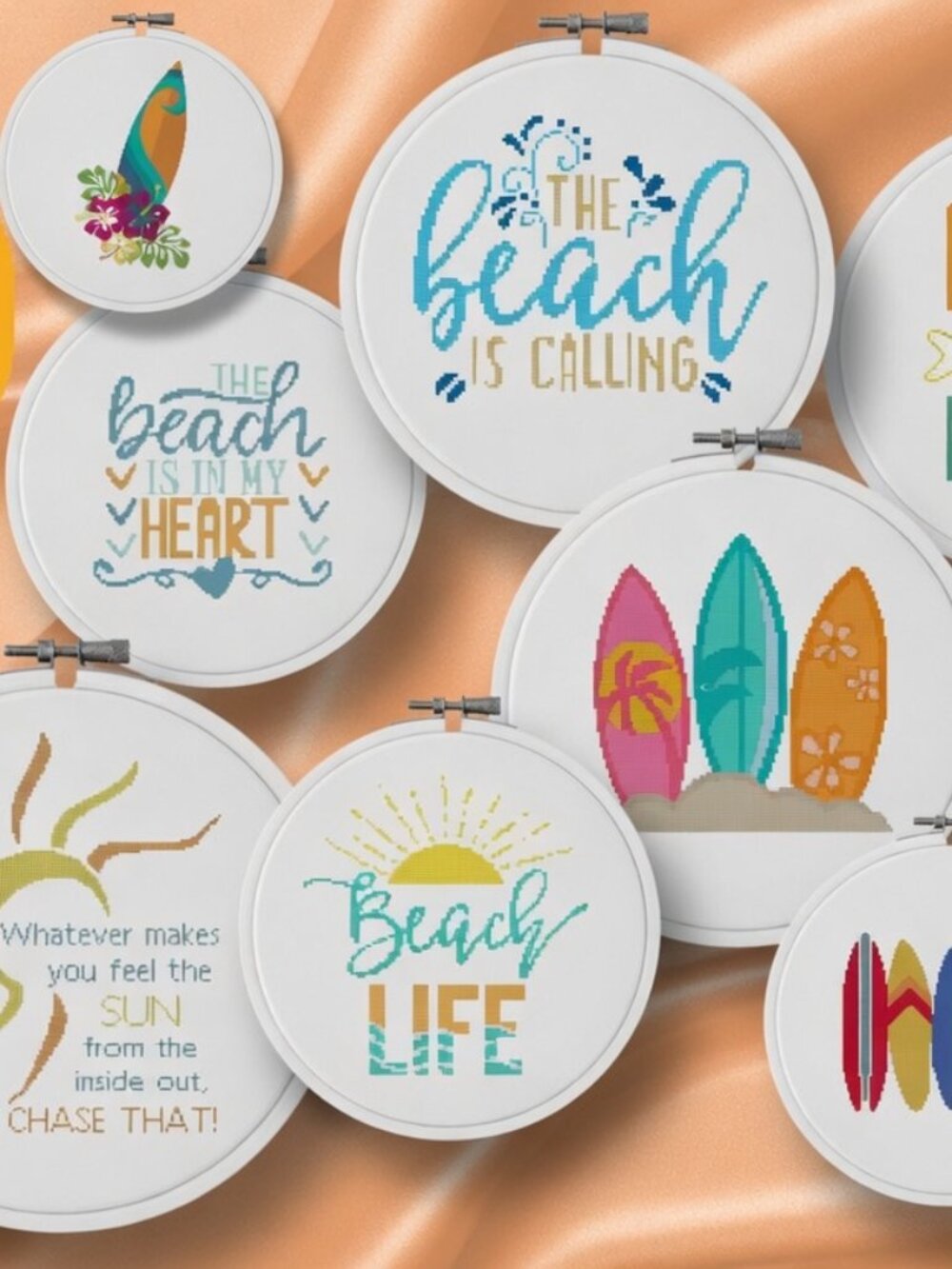 Bundle of 10 Beach Ocean Summer Funny Humor Sun Counted Cross Stitch Patterns
